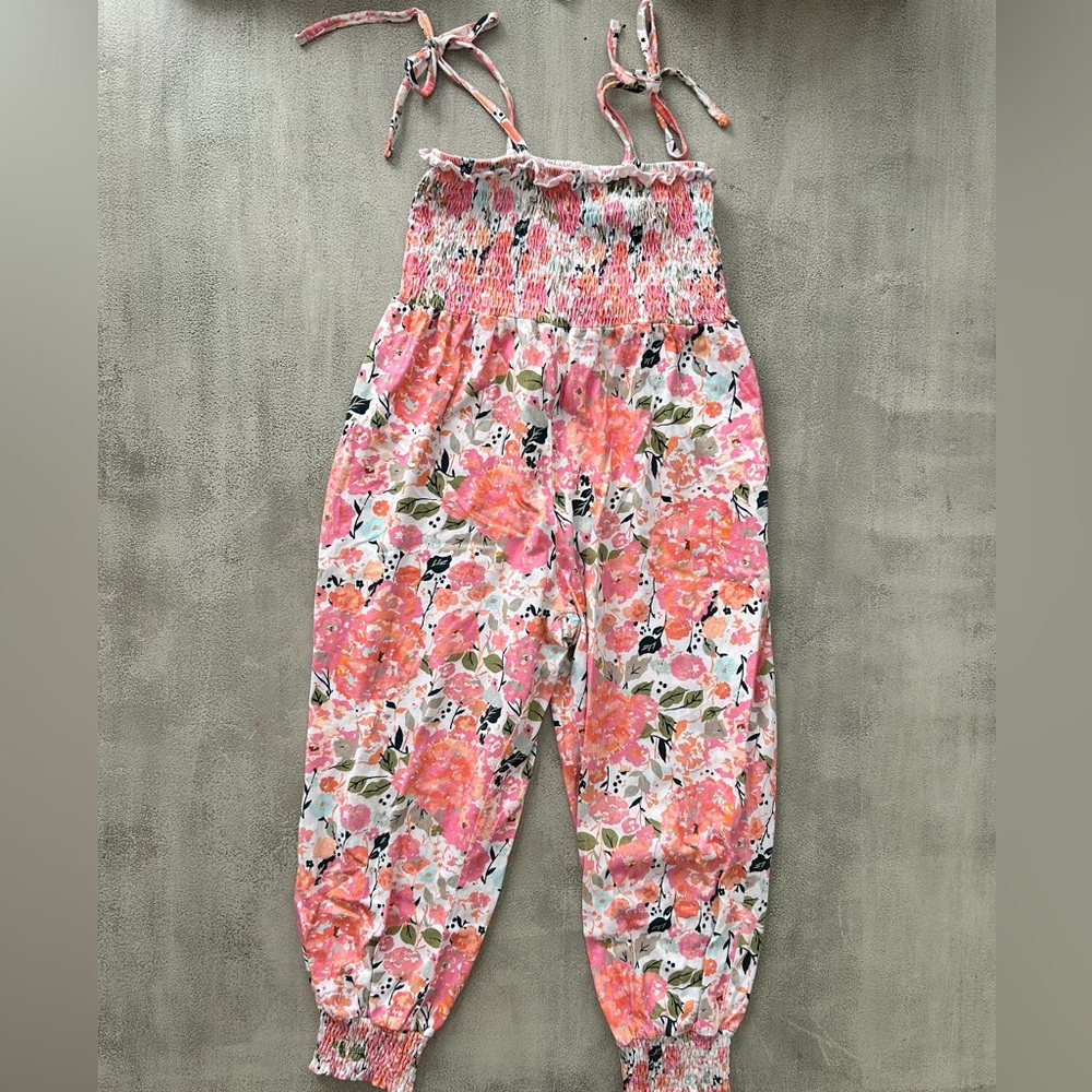 Floral Pink smocked romper